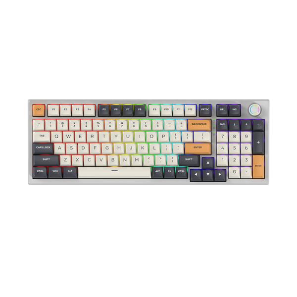 Bàn phím máy tính gaming cơ có dây Asestek AK98 grey white