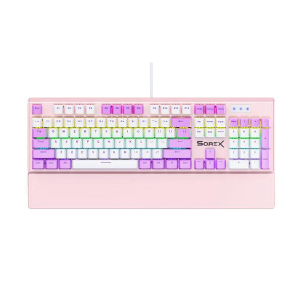 Bàn phím máy tính gaming cơ có dây Sorex SK105 Pink White