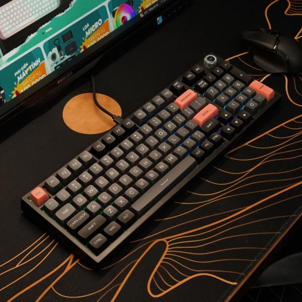 Bàn phím máy tính gaming cơ có dây Asestek AK98 black grey